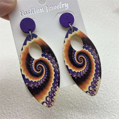 Jewelry Ornament European and American Earrings Wooden Earrings Retro Geometry - Picture 17 of 19