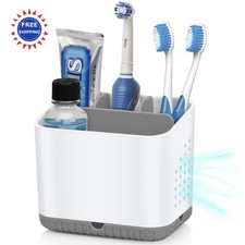 Electric Toothbrush Holder 4 Slots Bathroom Countertop Organizer Grey PARKMANI