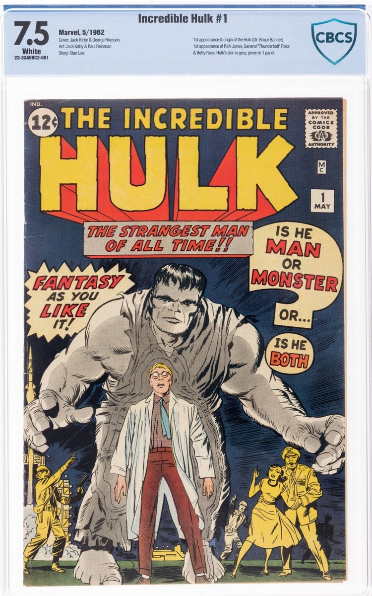 Hulk #1 アメコミ リーフ Incredible Hulk #1 CBCS 7.5 WHITE PAGES Unrestored Origin & 1st