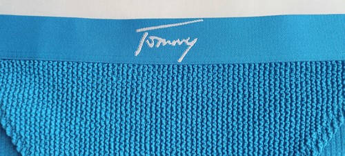 Tommy Jeans Bright Blue Crinkle Feel Bikini Bottoms- Low Rise, Size XL, Logo - Picture 2 of 8