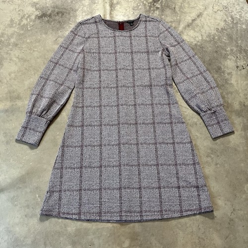 Ann Taylor Kleid Gr. M Retro 60er Jahre Mini kariert lang Glockenärmel Bündchen Etuikleid