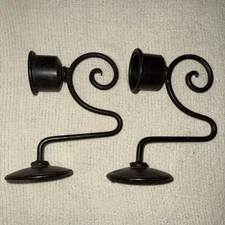 Pair of 2 Vintage Candle Sconce Wrought Iron Metal Wall Candle Holder - Mexico