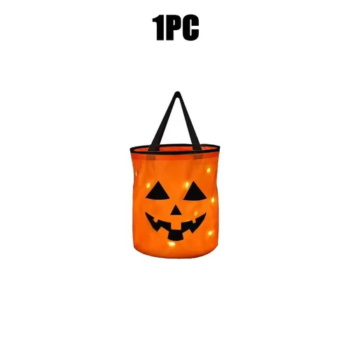 LED Light Halloween Decoration Bucket with Collapsible Pumpkin Candy Bags - Bild 7 von 10