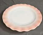 7 Hazel Atlas Ripple Crinoline Pink 9”  Plates Vintage MCM Milk Glass Excellent