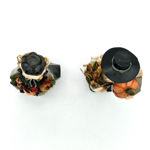 Pacific Rim Cubist Thanksgiving Pilgrim Couple Blonde Figures 9” Resin Harvest - Picture 11 of 12
