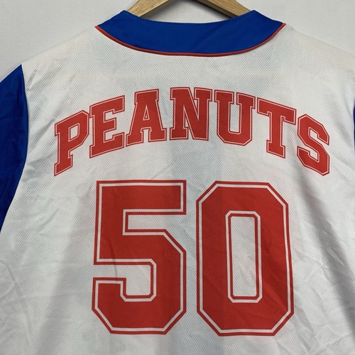 Snoopy Peanuts Jersey #50 Mens Small Red Blue & White Button Front - Picture 10 of 10