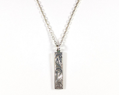 Sterling Silber 925 Hawaii Schnörkel vertikaler Stab Anhänger Halskette WHG SIGNIERT