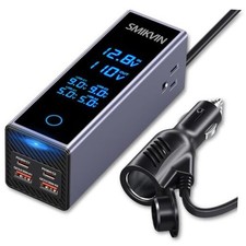 Car Power Inverter - 12V to 110V AC Converter with 2 AC Outlets 300W Light blue