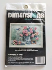 Birdcage Floral Dimensions No Count Cross Stitch Kit # 6603 7x5 1991 NEW SEALED