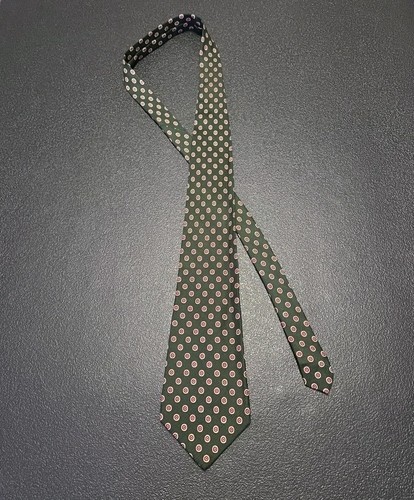 Corbata Polo Ralph Lauren Para Hombre 58L 3.85W Hecha a Mano Seda Verde Negro Rojo Círculos - Imagen 2 de 12