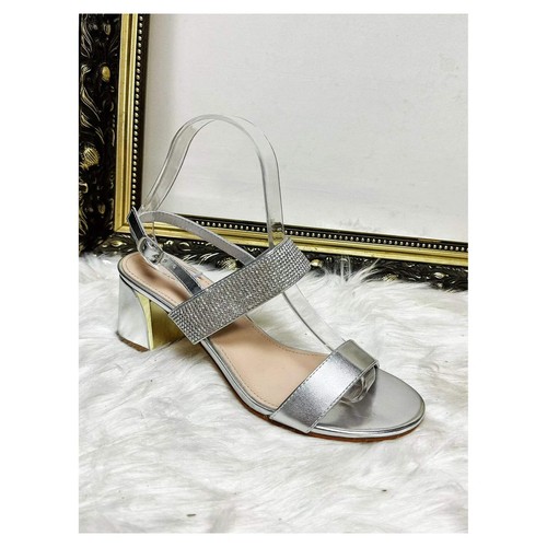 Low heel silver sparkly sandals - Picture 3 of 5