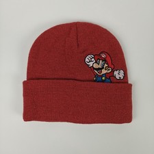 Super Mario Bros - Red Knit Beanie w/ Mario Embroidery Official Nintendo 