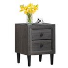 Nightstand W/2 Drawers Multipurpose Retro Grey Bedside Table Fully Assembled