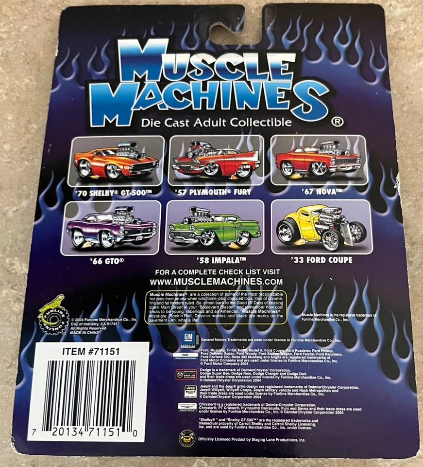 Muscle Machines  '57 Plymouth Fury white 1:64 scale Die-Cast Car 04-14 - Image 4 of 4