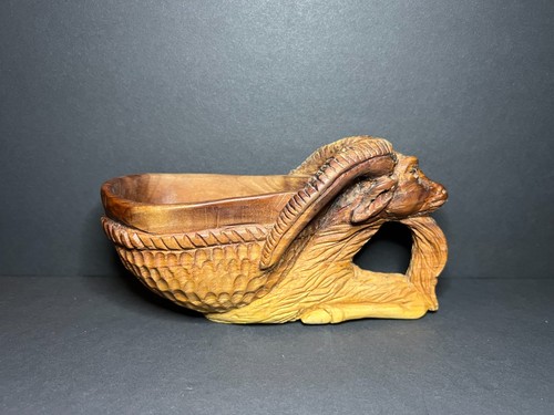 Unique Hungarian Kiss Istvan Signed Hand Carved Wooden Goat Handle Mug Cup - Picture 1 of 10