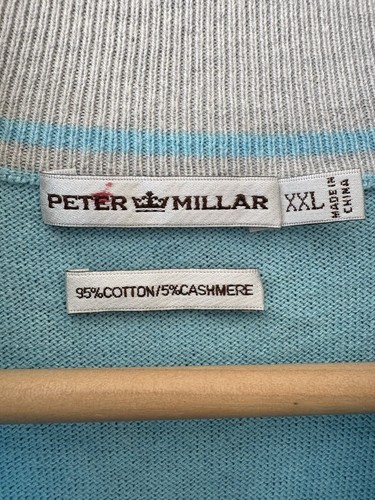 Peter Millar Crown Cotton & Cashmere Blend 1/4 Zip 2XL, Teal Top Zustand - Bild 2 von 5