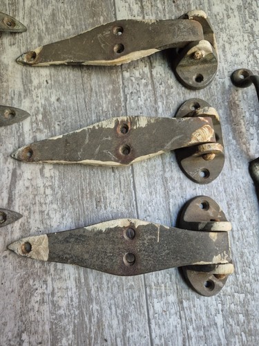 Antique Ice Box Brass Hinges Latches Pulls  Hardware 14 PC Lot READ DESCRIPTION  - Picture 2 of 10