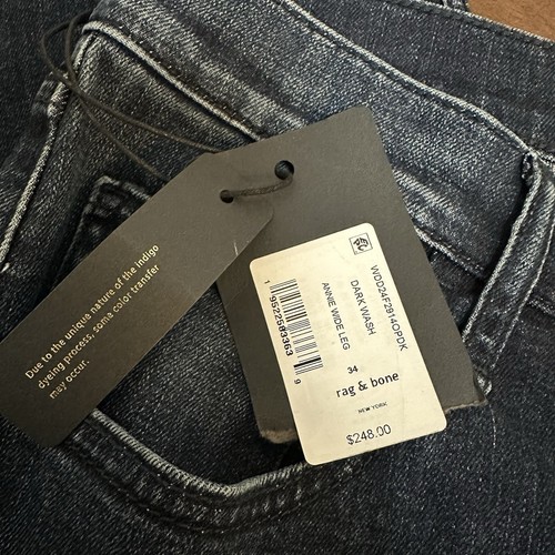 RAG & BONE Annie Dark Wash Wide Leg Crop Denim Jeans Size 34 NEW $248 - Picture 5 of 9
