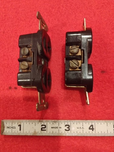 (2) Plug-in antico/vintage Sears marrone 2 poli - Foto 2 di 5