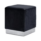 Pemberly Row Modern / Contemporary Velvet Ottoman/Stool in Black