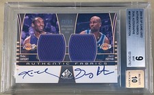 KOBE BRYANT Gary Payton 2004-05 SP GAME USED Fabrics Dual AUTO /50 BGS 9 MINT