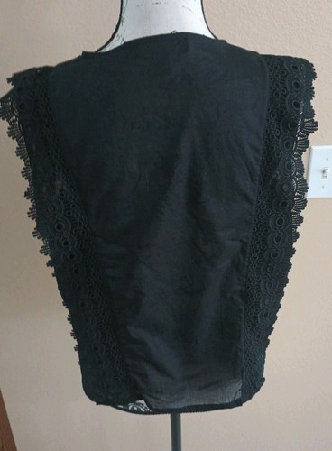Blusa Top Marc New York Negra Algodón Borde Ojales Talla L - Imagen 11 de 13