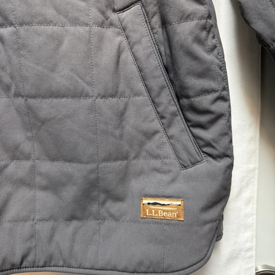 L.L. Bean Mens Insulated Utility Shirt Jacket XL Gray Primaloft Cordura 512667 - Image 4 of 4