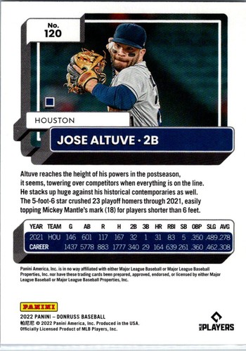 2022 Donruss #120 Jose Altuve Presidential Collection #/46 - Bild 2 von 2