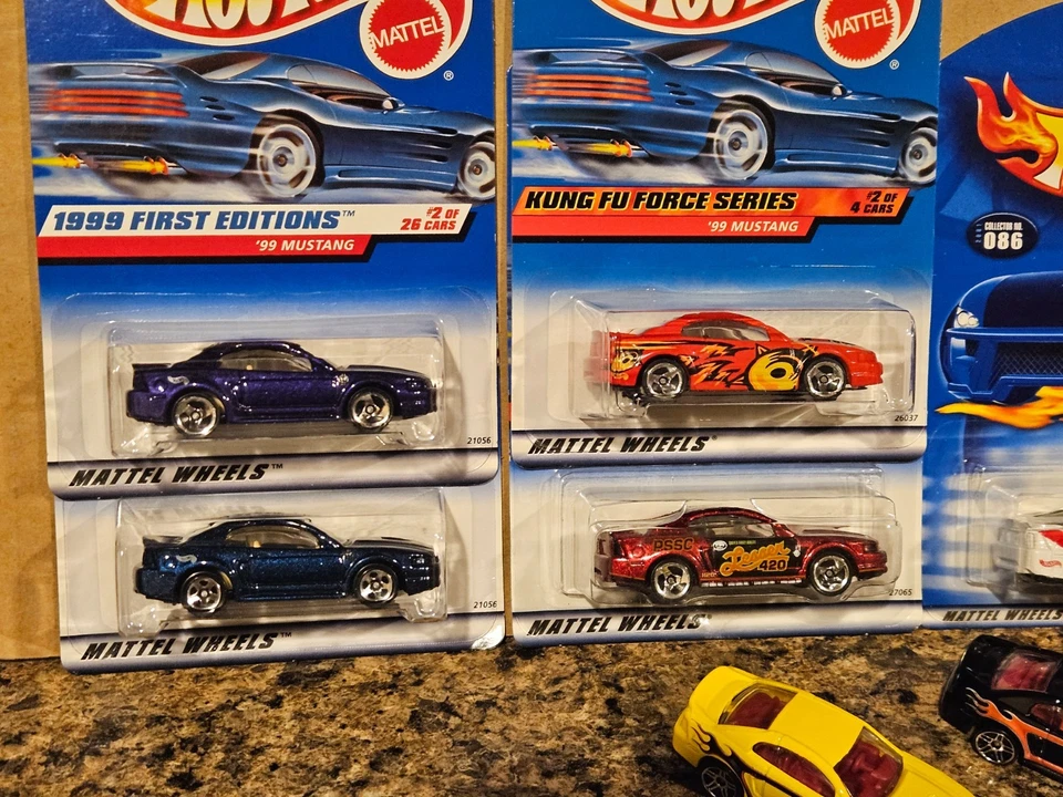 Hot Wheels Lot of 7 1999 Ford Mustang Variation Kung Fu Yellow Black '99 - Image 2 of 3