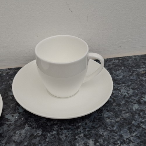 Fine Bone China Set of 6 x Espresso Cups & Saucers 110 ml White 6 cm High - 第 10/20 張圖片