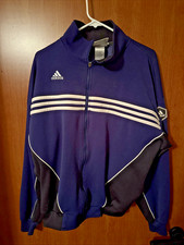 Vintage Adidas Soccer Jacket Men's M Navy Blue 90  s 3 Stripe Full Zip Track READ