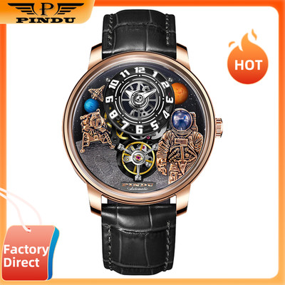 PINDU Men's Automatic Watch 45.5mm Steel Sapphire Crystal 30M Waterproof Designe
