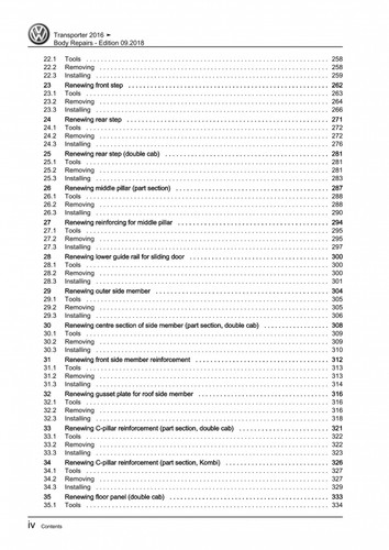 VW Transporter T6 2015-2019 carrocería reparaciones taller guía manual pdf eBook - Imagen 9 de 11
