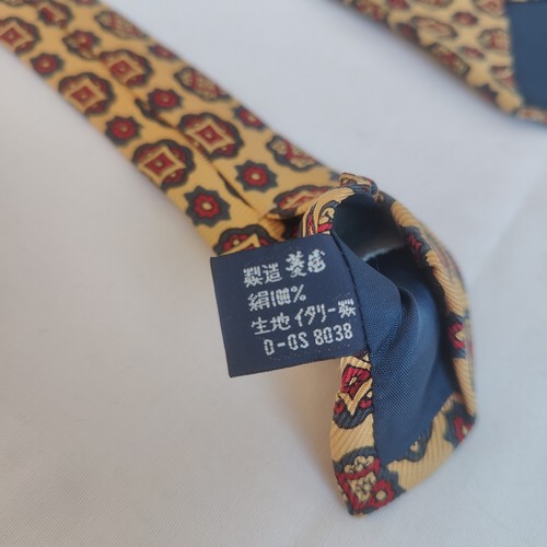Polo Ralph Lauren Seidenkrawatte gelb geometrisch Handarbeit Japan klassisch 3,5 - Bild 6 von 6