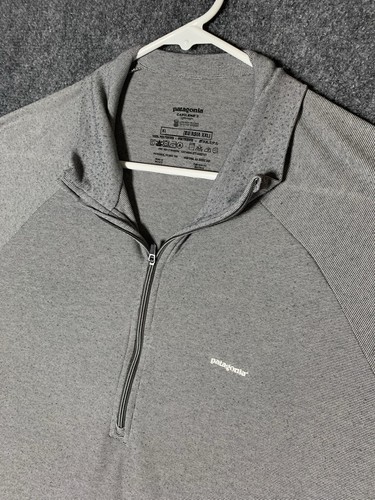 Patagonia Capilene 1/4 Zip Herren XL grau Base Layer Thermo Weight Pullover Shirt