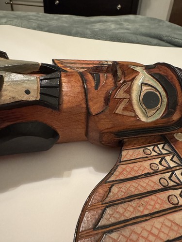 Schöner handgefertigter Vintage 16,5" Patrick Seale signierter Totempfahl Alaskan - Bild 19 von 24