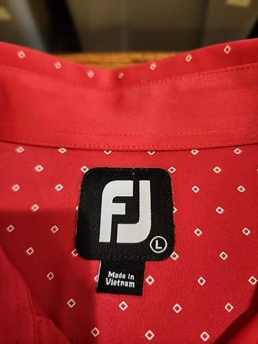 Footjoy FJ Men's LARGE S/S Red/White Diamonds 'HHCC 1927' Logo Polo EUC. GB37 - Picture 5 of 9