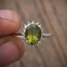 Natural Peridot Ring, 925 Sterling Silver, Peridot Ring, Statement Ring