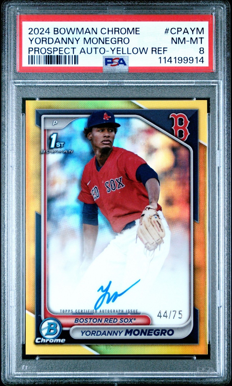 2024 Bowman 1st Chrome Prospect Autographs Yordanny Monegro /75 AUTO Yellow