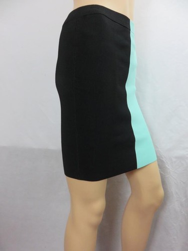 Alexander Wang Bodycon-Bleistiftrock Farbblock schwarz/grün Viskose Strick Gr. M neu ohne Etikett - Bild 3 von 6