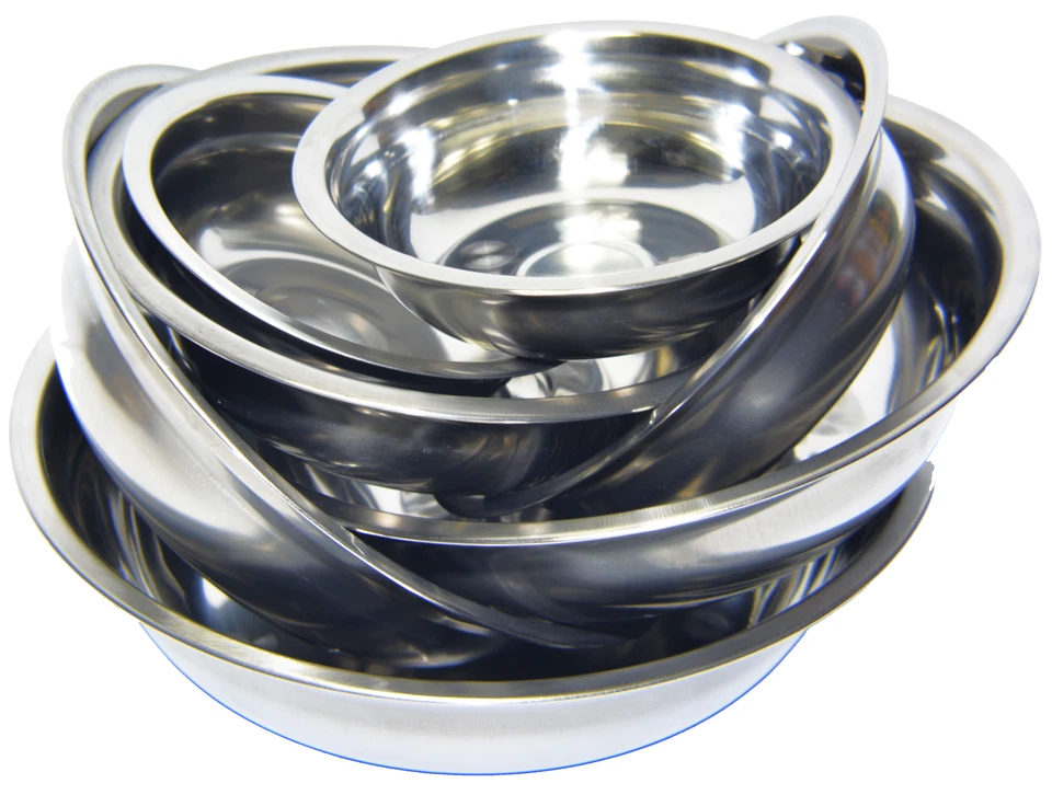 Juego de 2 platos de metal para perros gatos mascotas ACERO INOXIDABLE plateados nuevos XXS-XXL Foto 4 de 4