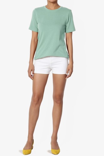 T-shirt maglietta TheMogan donna basic cotone span girocollo vestibilità rilassata lunghezza tunica - Foto 212 di 284