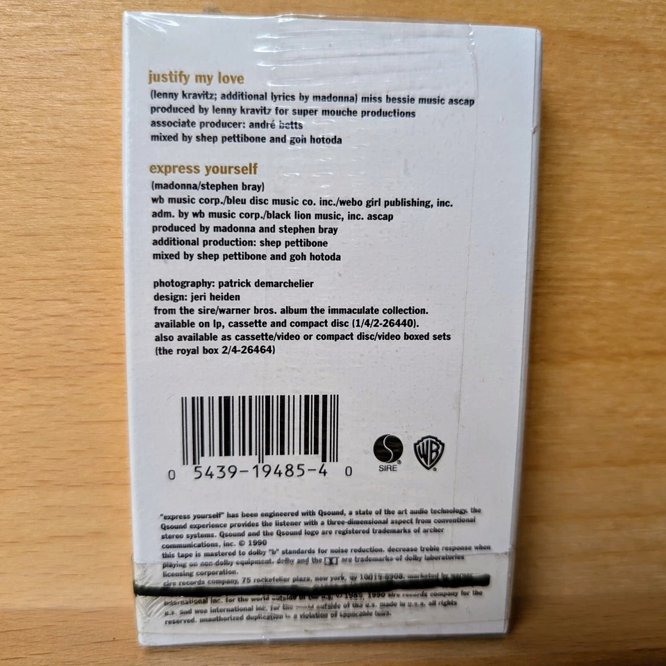 MADONNA Justify My Love Cassette Single 1990 Sire Records NEW and SEALED - Image 3 of 4