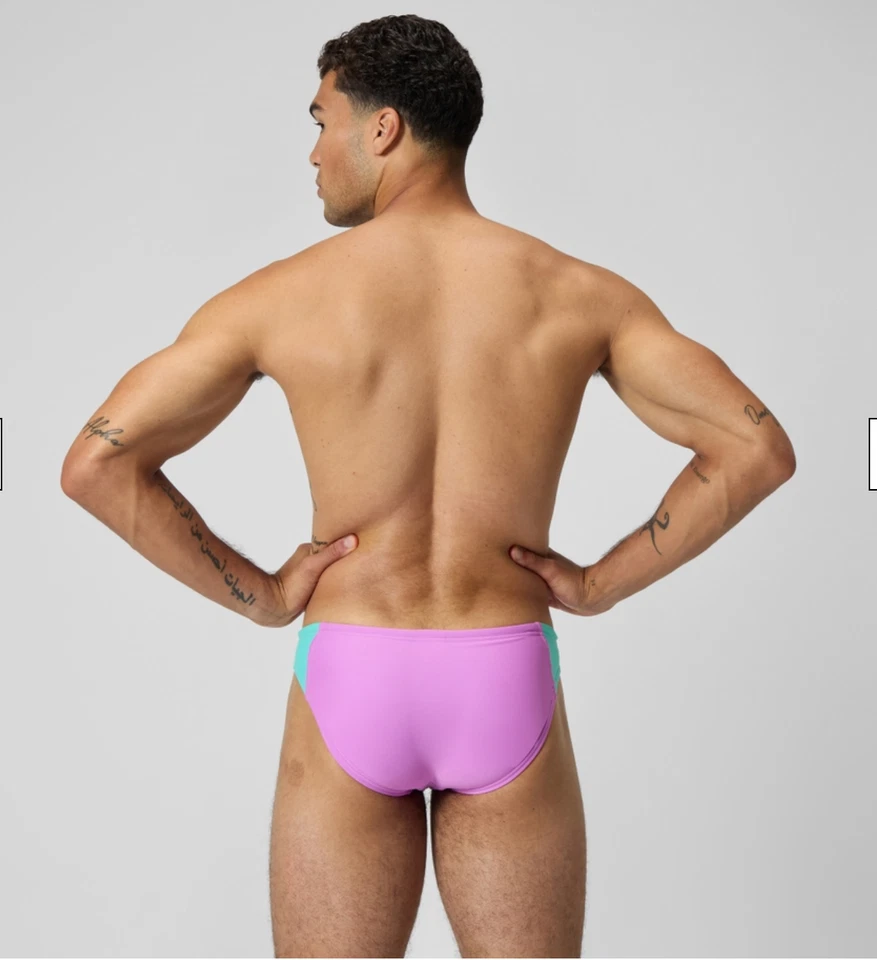 Speedo Men purple colorblock beach diving 2" swim Brief bikini Swimwear swimsuit - Image 4 of 4