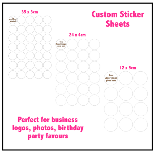 Handmade With Love Pink Custom Logo Business Round Sticker Sheet 3 sizes avail - Picture 2 of 3