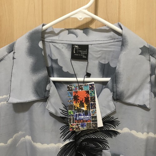 Tropical Shirts Men’s Hawaiian Aloha Shirt 4XL Gray Multi Lightweight Airy Cool - Picture 4 of 8