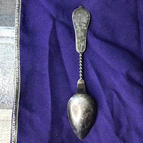 Antique Duhme Coin Silver Teaspoon w/Twisted Handle 5-7/8” Monogrammed “Clayton” - Picture 6 of 12