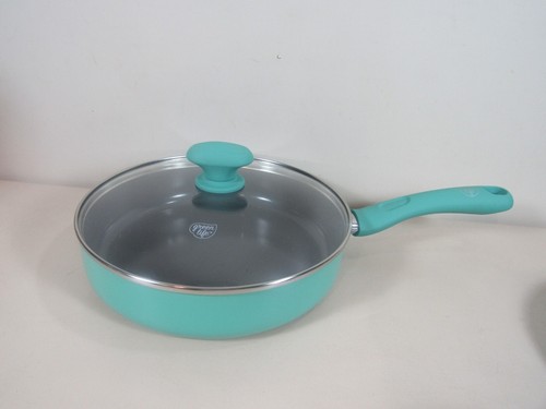 Never Used 8 Piece Green Life Pot and Pans Set with 3 Lids - Picture 5 of 12