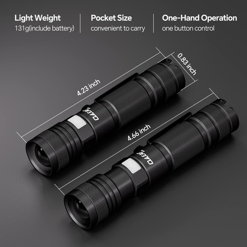 Rechargeable LED Torch 1000 Lumens Adjustable Focus Pocket Flashlight Travel - Picture 2 of 7