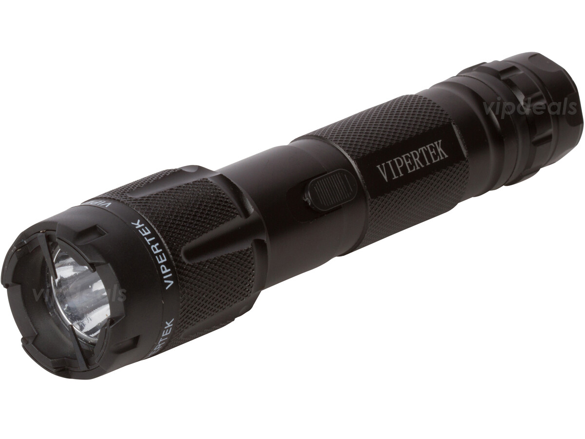 VIPERTEK Stun Gun VTS-T03 BLACK 500 BV Metal Rechargeable LED Flashlight